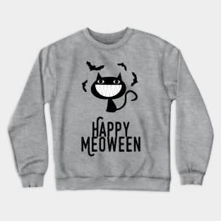 Meoween – Bats and Happy Black Cat Crewneck Sweatshirt